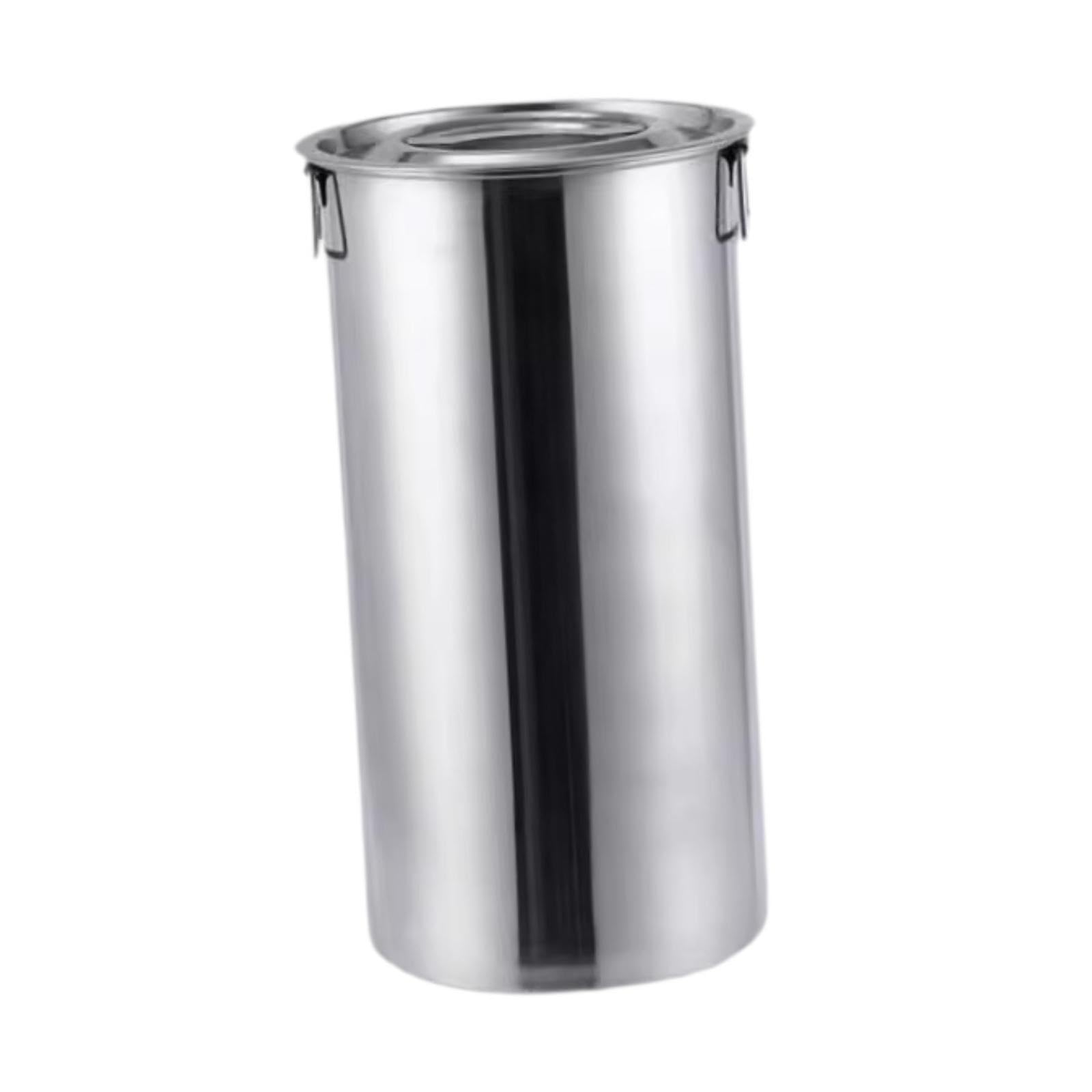 Jarra de leche única, cubo de hielo para guardar bebidas heladas, tés y bebidas en fiestas o reuniones al aire libre. Cubo acero inoxidable con tapa y doble asa, Plata, 22x40cm15L