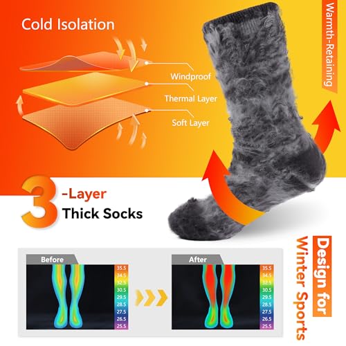 Sunew Warm Thermal Socks 4 Pack, Mens Womens Winter Heated Outdoor Skiing Thermal Socks2