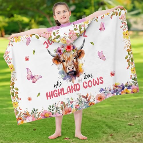 Image of Highland Cow Hooded Bath Towels for Girls,Soft Cotton Swimming Shower Beach Blanket (Highland Cow)