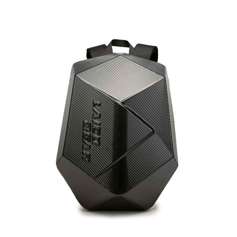 mjmoto Mochila de motocicleta masculina, preta carbono