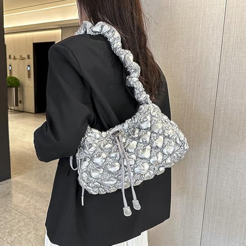 2025 Trendy Cloud Hobo Bag for Women Adjustable Drawstring Shoulder Purse Lightweight Spacious Nylon Handbag3