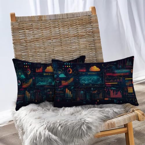 Housse de coussin extérieur imperméable 50x70 bleu canapé salon de jardin lin 2x