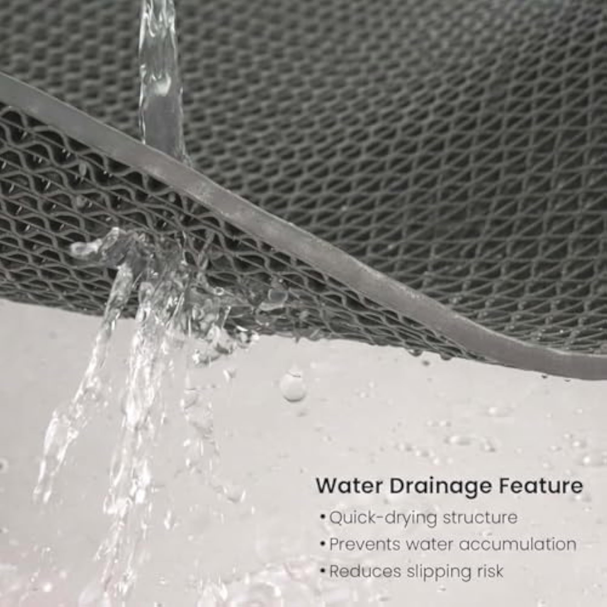 Anti-Skid Rubber Bathroom Mat for Wet Areas, Grey, 2x12 ft