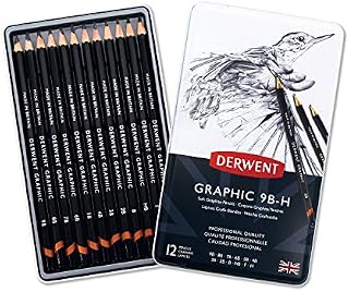 Derwent Graphic Soft Graphite Drawing Pencils, Ideal For Illustrating & Shading, Set Of 12, Professional Quality, 34215