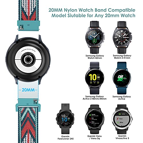 EZCO 3-Pack Watch Band Compatible with Samsung Galaxy Watch 3 41mm / Active 2 40mm 44mm / Active, Nylon Breathable Watch Strap Quick Release Replacement Wristband Accessories for Women Man - Thumbnail 4