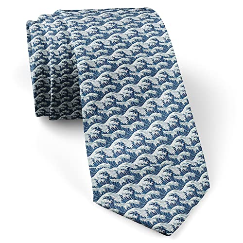 ( Japanese Great Wave ) Fashion Novelty Necktie, Conversation Neckwear Ties Great for Party and Events