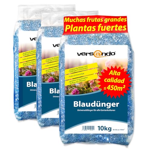 versando 30kg abono azul hasta 450m²: abono NPK para frutas, verduras y plantas fuertes con efecto a largo plazo