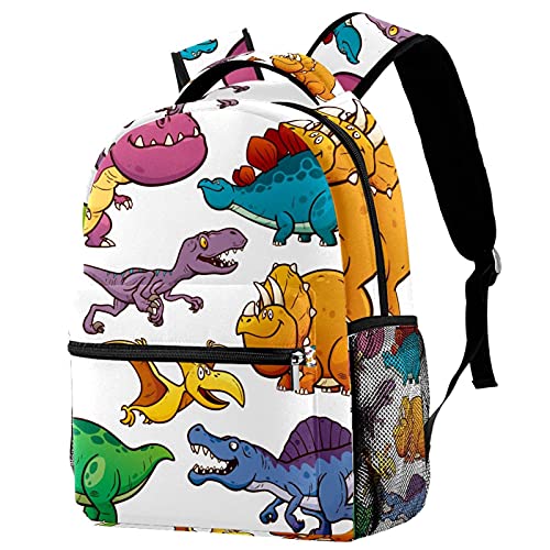 Sac à dos dinosaure décontracté pour femme à grande capacité multicolore