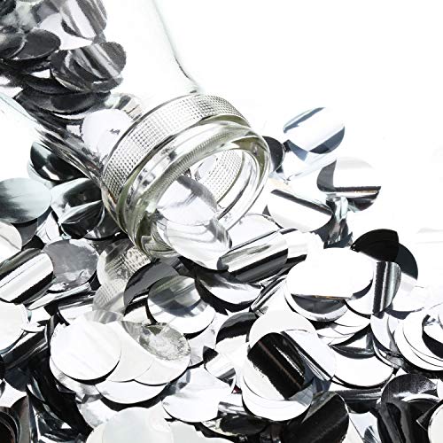 Image of TecUnite Silver Foil Confetti Round Tissue Paper Table Confetti Dots for Wedding Birthday Party Decoration Arts Craft DIY Scrapbooking, 1.76 oz (1.5 cm)
