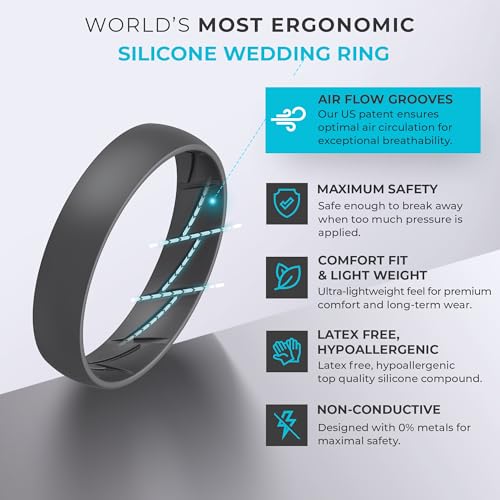 Image of ThunderFit Silicone Rings for Him and Her, Rubber Engagement Bands Unisex - 1 /4 /5 /7 /8 Variety Multipack