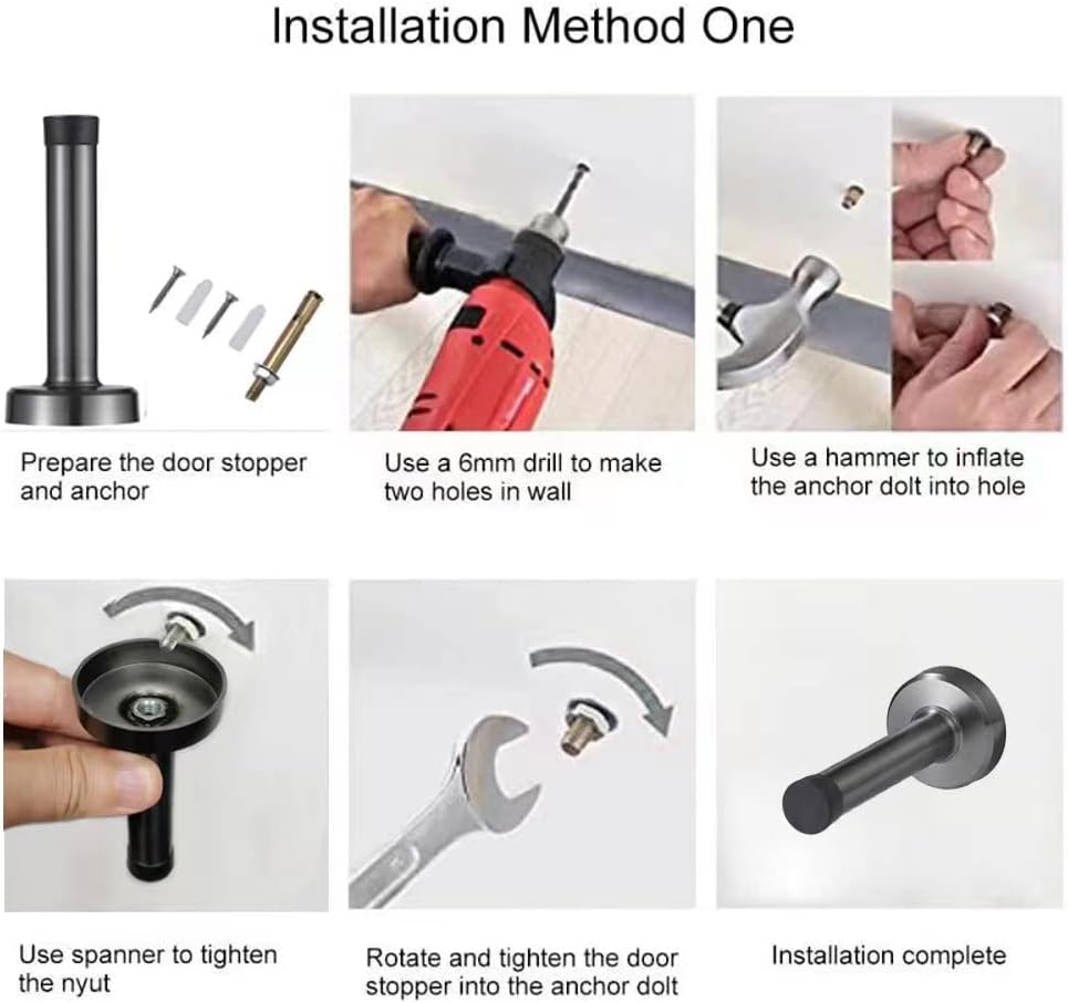 Buy Modern Door Stopper, Stainless Steel Door Stop with Sound Dampening