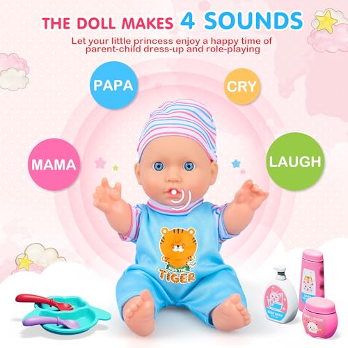Proou WZB666-2 Baby Doll Care Toys, 30Pcs Baby Doll Bath Set & Doctor Kit, Pretend Play Baby Doll Set, Incl Bathtub, Bathrobe thumb #3