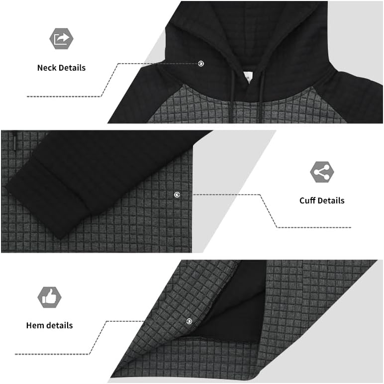 ZOCANIA Sweatshirts for Men Long Sleeve Waffle Knitted Sweater Drawstring Hoodies Mens Color Block Pullover Casual Hoody - Image 6
