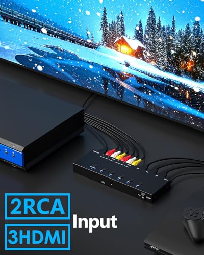 Image of 2-in-1 HDMI & AV Switcher - Play PS5 & Retro Games on 1 TV, 3 HDMI 2.0 (4K HDR) + 2 RCA Inputs - Supports Xbox Series X /Switch /Wii /PS2 /N64 - HDCP 2.2, 3D, 4:3 /16:9 Toggle