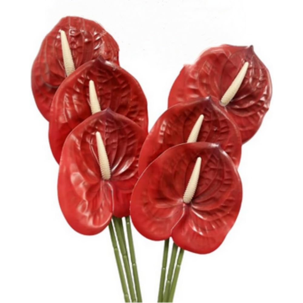 Fleurs de lys artificielles anthurium OUKEYI lot de 6 de 61 cm pour bouquet de mariage et fête