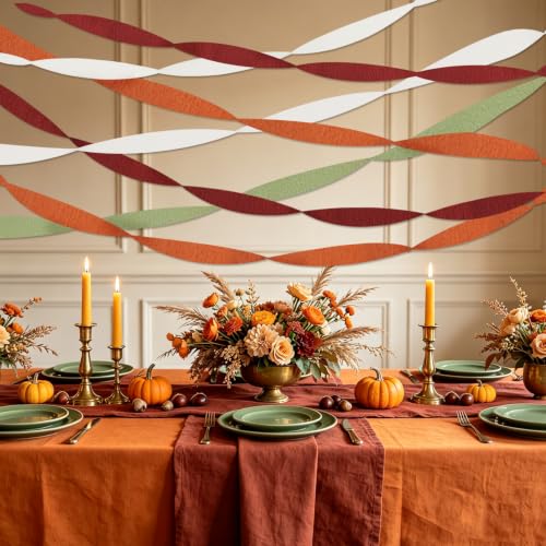 Image of Fall Party Decorations 8 Pcs Crepe Paper Streamers Party Decorations