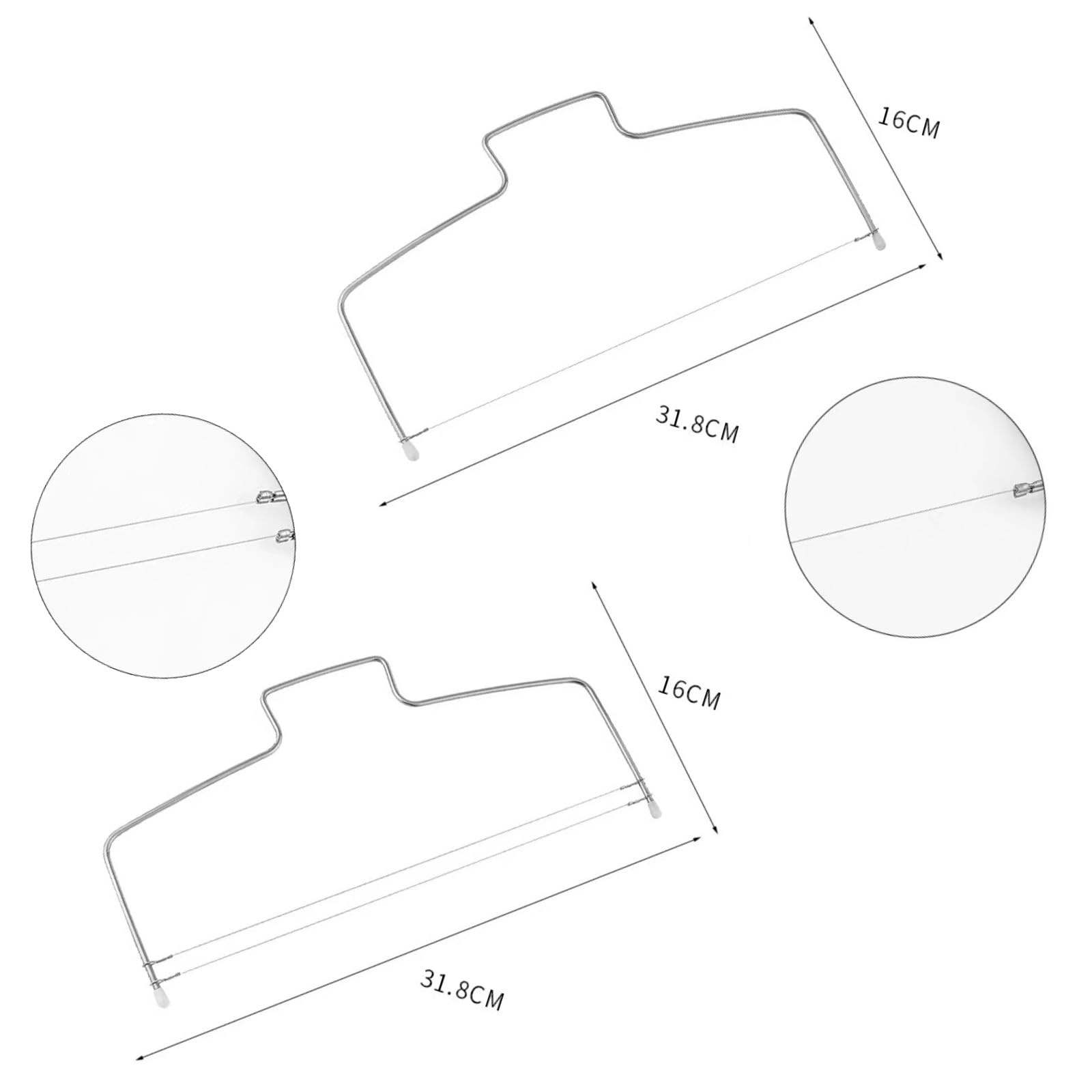 GIONAR Coupe-gâteau en Acier Inoxydable Réglable, 2 Pièces Lame Simple/Double pour Layer Cake