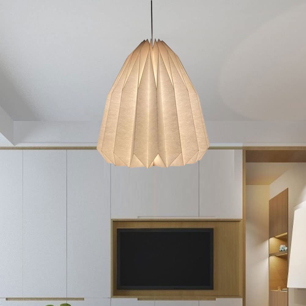 Pendant Lamp Shade Origami Ceiling Lampshade Nordic Creative Paper Origami Lantern Shade Foldable Pendant Light Art Decor Ceiling Lights Cover Lamp Guard for Home Office Decor