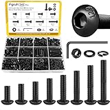 Fgruh 560PCS M6 Hex Socket Button Head Bolt Assortment Kit, M6-1.0x10/12/14/16/20/25/30/35 mm Button Head Cap Bolts Nuts Washers Screws Assorted Set, Grade 12.9 Alloy Steel Black Zinc Plated