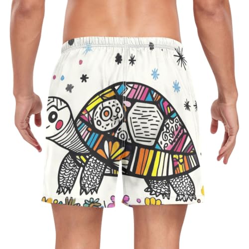 Pantalones cortos de playa para hombre de secado rápido con estampado de tortuga blanca 2