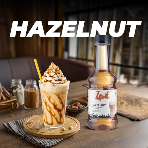 Image of Zone Vanilla & Hazelnut Flavoured Syrup Combo | 300 ml x 2 Bottles | Cafe Style Coffee Syrup for Latte, Cappuccino, Cold Coffee, Milkshakes & Desserts
