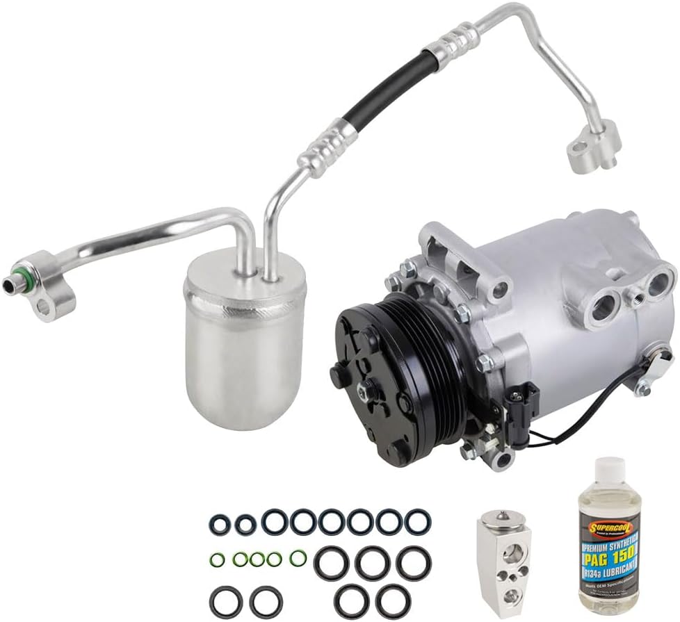 AC Compressor & A/C Kit For Saturn Vue 2.2L 4-Cyl Non-Hybrid 2006 2007 - Includes Drier, Expansion Valve, Oil, O-Rings - BuyAutoParts 60-81285RK NEW