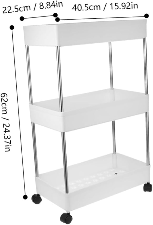 Alipis 1pc Rolling Three Bathroom Shelf Cart Removable Rack Mobile Organizer for Easy Storage Toilet Kitchen Living Room Random Bottom Pattern