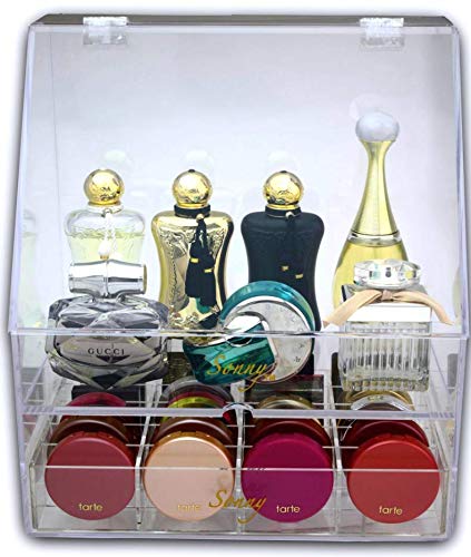 Perfume Holder Organizer Clear Acrylic Makeup by Sonny Cosmetics Covered Box