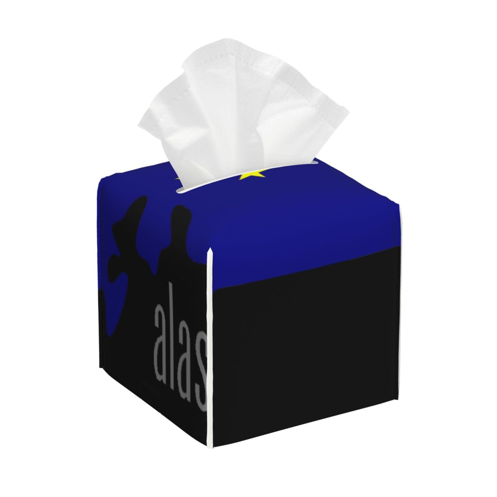 Alaska State Map Flag Square Tissue Box Cover with Modern and Stylish Bottom Tissue Box Storage Space
