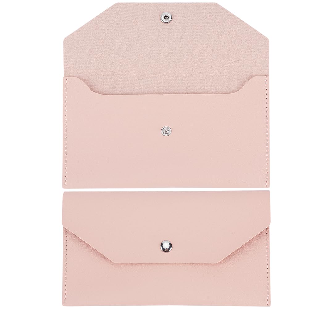 CREATCABIN Pink Envelope Wallet PU Leather Cash Small Money Bag Wallet Organizer Waterproof Slim Pouch Reusable for Cash Money Receipt Budget Binder Holder Women Men Office Supplies 3.81x6.89in