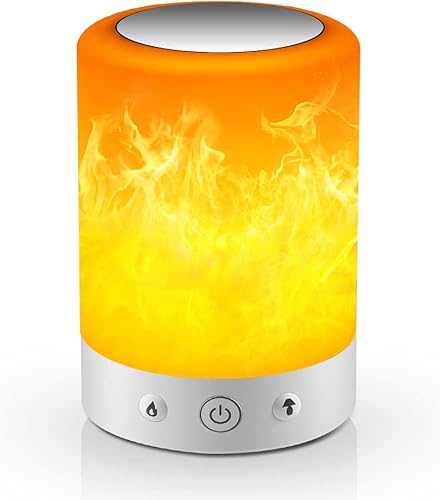 MRCOOL Lámpara de noche con efecto de llama, lámpara de mesa regulable y luz nocturna LED que cambia de color, luz de estado de ánimo, regalos para