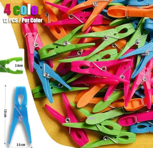Clothes Pegs, 52 Packs Clothes Pegs for Washing Line Washing Pegs with Durable Spring, 4 Colors Washing Line Pegs Plastic Non Slip Laundry Pegs, Durable Laundry Clips, Rust Resistant - Image 2