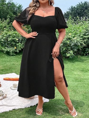 Image of KOTTY Women's Flowy Midi Round Neck Plus Size Dress