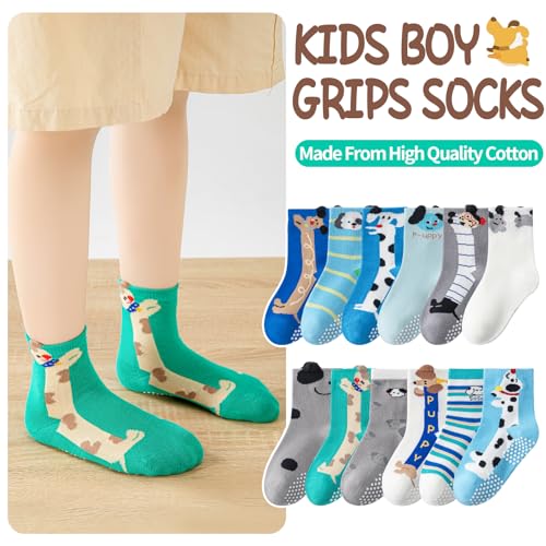 12 Pairs Baby Girls Boys Toddlers Kids Grips Socks Non-Slip/Anti-Skid Funny Cartoon Breathable Cotton Crew Socks2