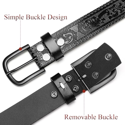 VONMELLI Western Cowboy Belt for Men, Cowboy Leather Belt Embossed Mens Western Belts for Jeans3