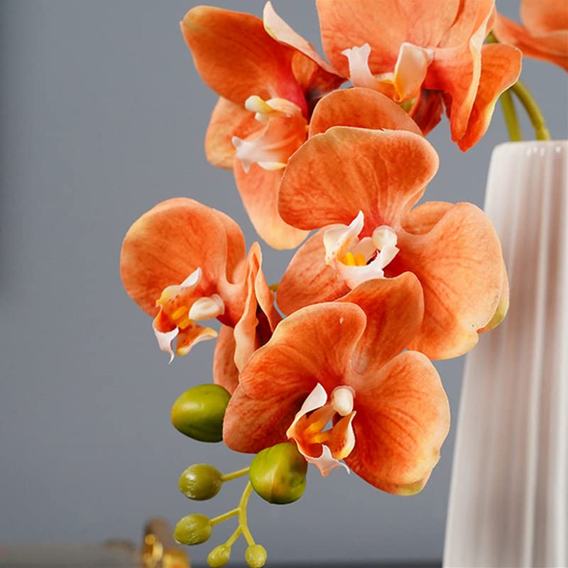 CLoxks 4-delige orchideeënstengels, kunstbloemen, echte aanraking, latex phalaenopsis 17,7 inch/17,7 inch faux orchideeëntakken met 5 grote bloemen voor vaas, bruiloft, feest, thuis, tuindecoratie