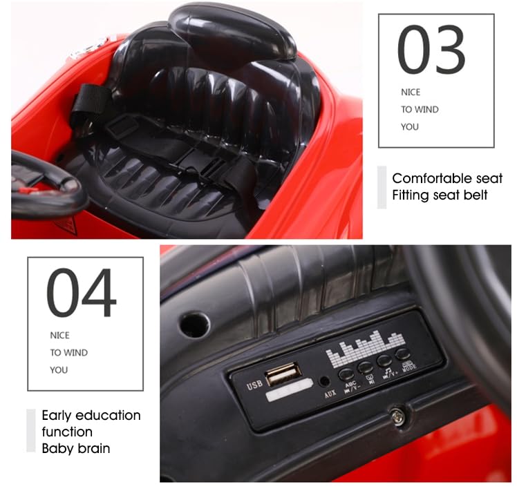 JN Creations 12V Classic Vintage 118 Ride On Car for Kids | Battery-Operated & Dustproof Charging Port | Safe & Durable (RED Painted)