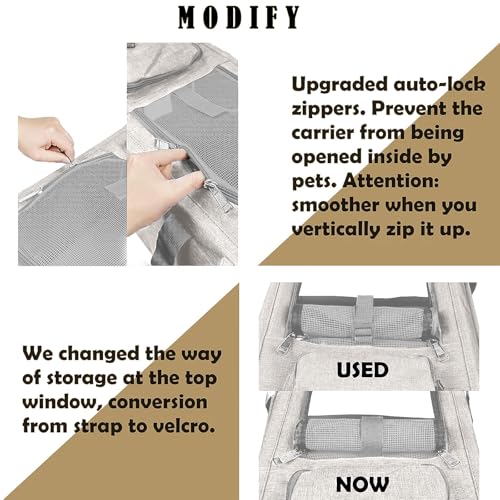 Image of GAPZER Pet Carrier for Large Cat Soft-Sided Animal Traveling Bag for Medium Cat up to 20lbs / Washable Small Dog Puppy 10 lbs Crate Case with Privacy Curtains for Home Outdoor Travel Beige White