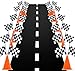 YOELVN 7inch Orange Racing Traffic Cones With Holes on Top,Checkered Flags,Racetrack Floor Runner,Race Car Birthday Party Supplies,Table Centerpiece Decorations 38PCS Set