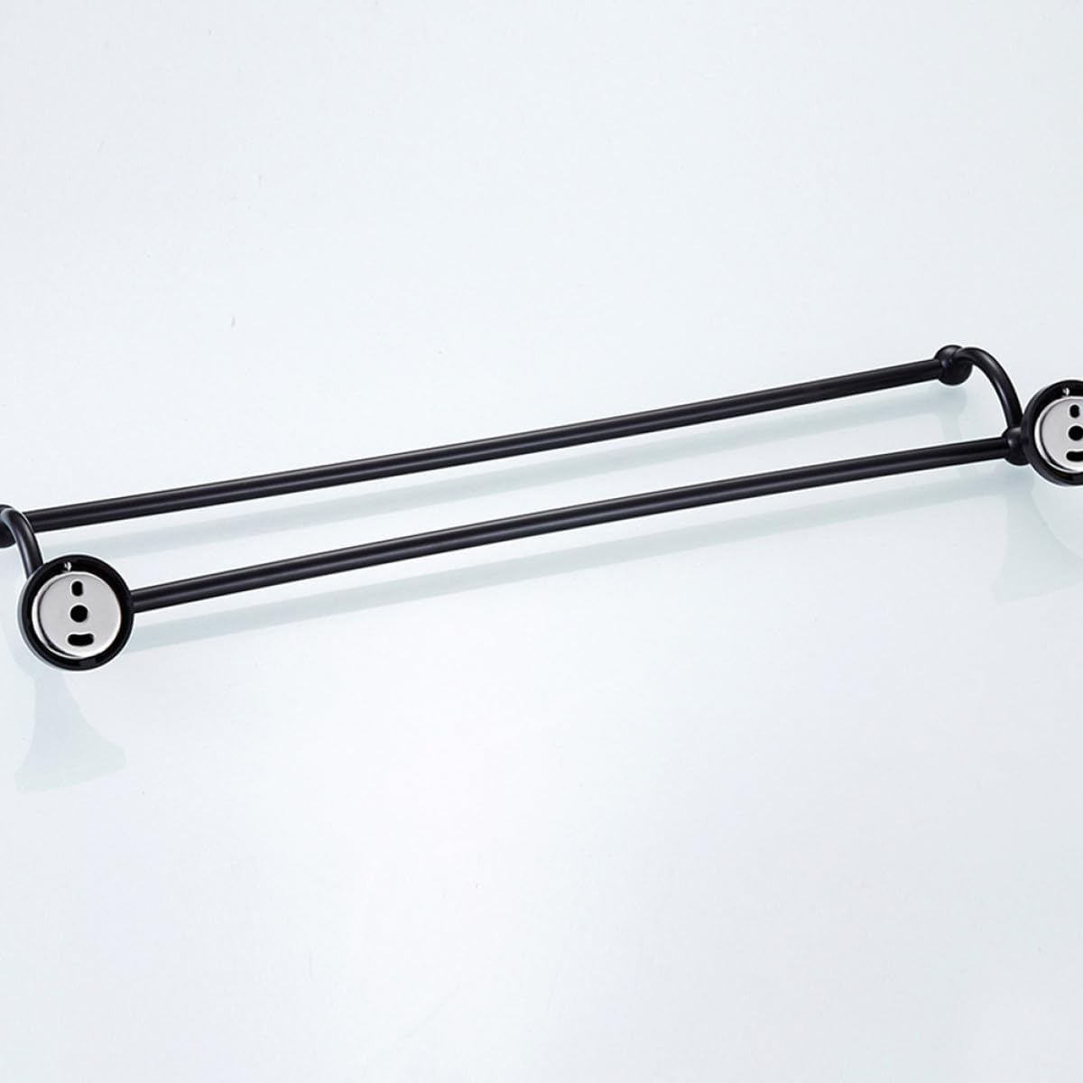 CHILDWEET Double Bar Towel Rack 55cm Black Brass Bathroom Accessory Wall-Mounted Storage Hanger for Bathroom Towels Vintage Style