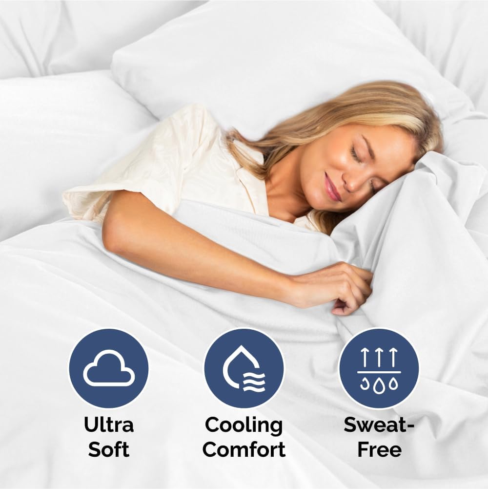 Twin XL Size 3 Piece Sheet Set - Ultra Soft & Cooling Bed Sheets - Fits 8 to 16 inch Mattress - Wrinkle Free & Fade Resistant w/ Deep Pockets - Breathable, Comfy Hotel Luxury Bedding - Bright White