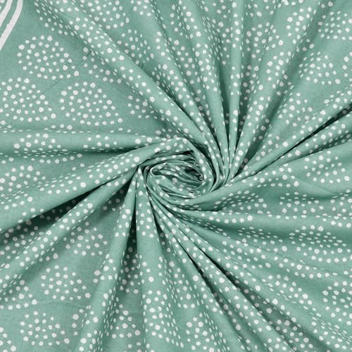 Image of BLOCKS OF INDIA Hand Block Printed 200 TC Cotton Super King Size Bedsheet (Green DOT)