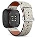CJBROES Replacement Leather Watch Band, Compatible with Fitbit Versa 3 and Fitbit Sense of Wristband Bracelet Accessory - Brown