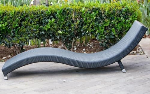 Image of PRATHAM India Outdoor Swimming Poolside Lounger Beach Sunbathing Lawn Patio Chaise Lounge Sun Lounger Chair (Black)