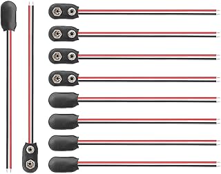 9v Battery Clip Connector Plastic Battery Snap I type Cable Lead PP3 with 150 mm Flying Leads, 10pcs (Soft)