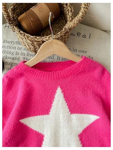 Floerns Girl's Star Print Long Sleeve Drop Shoulder Pullovers Crew Neck Sweater4