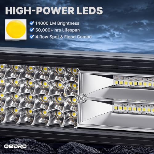 Image of OEDRO 30 Inch LED Light Bar 768W 53760LM Straight Quad-Row Spot Flood Combo | Led Work Light Off Road Driving Fog Lamp w /Wiring Harness Fit for Jeep Pickup SUV 4WD 4X4 ATV UTE Boat Truck Tractor (12 /24V)