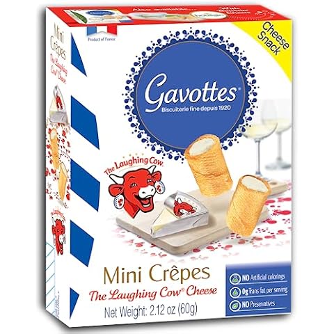 Gavottes French Laughing Cow Cheese Filled Mini Crispy Crepes | Crepe Crackers with Laughing Cow Cheese Filling | Ready to Eat Crispy Crepes Snack | Gavottes Crispy Crepes From France (2.12oz/60g) Cover