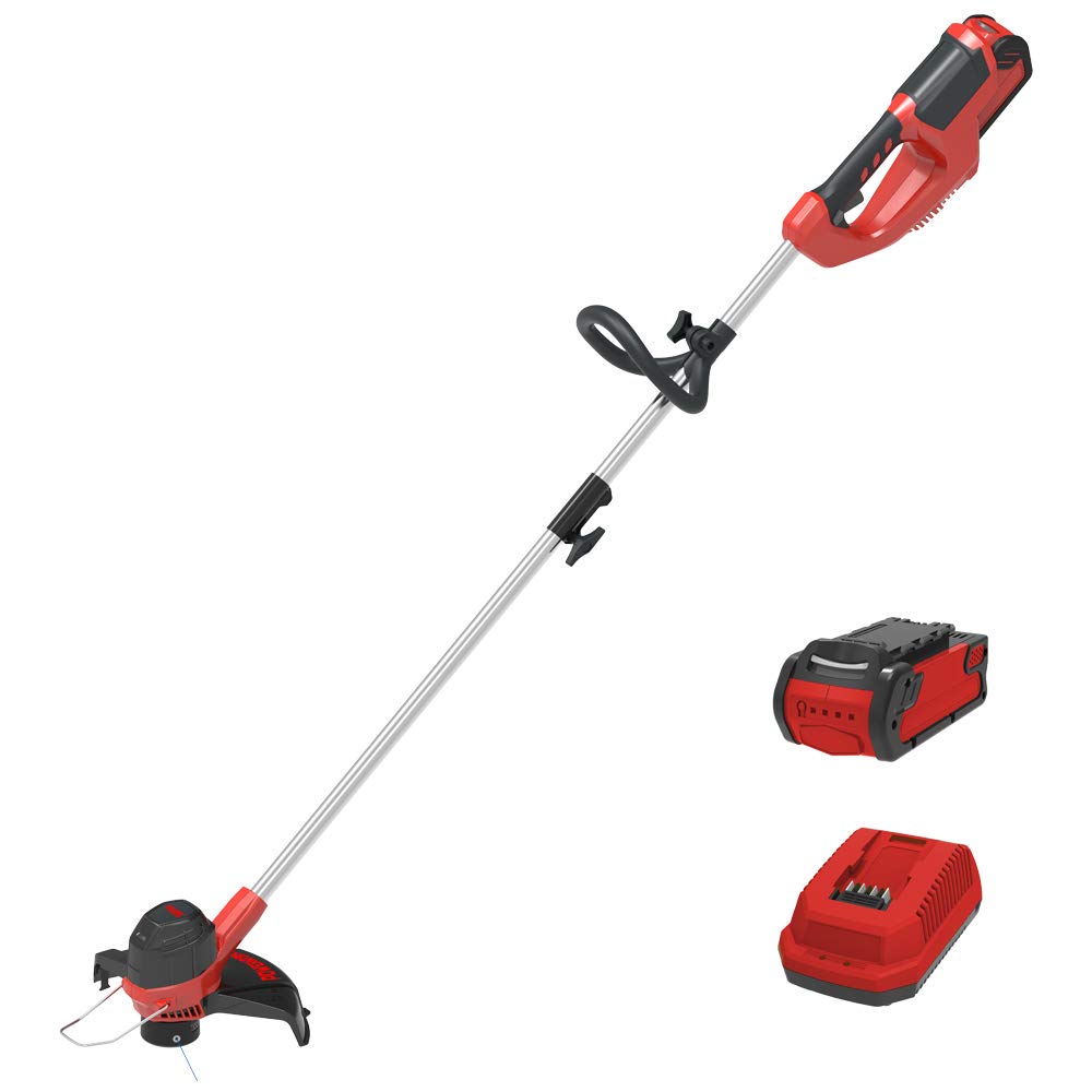 Electric Strimmer Cordless Grass Line Trimmer Powerworks Greenworks RocwooD 40V 30cm Edger Cutter Rotating Head Lightweight Powerful Telescopic Battery & Charger