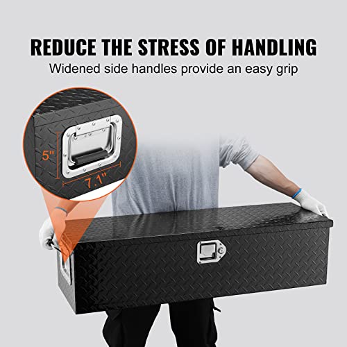 Vevor 39X13X10 BLACK TRUCK BED TOOL BOX Heavy Duty Aluminum Truck Bed Tool Box, Diamond Plate Tool Box thumb #4